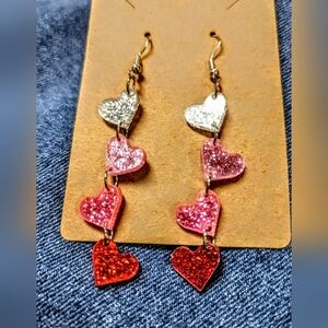 Sparkling Heart Drop Earrings